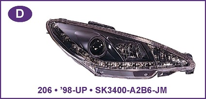 Devil Eye farovi PEUGEOT 206 Hrom,crni 98-UP